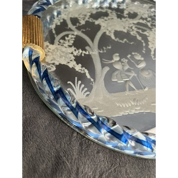 Barovier & Toso Murano Glass Tray with Bronze Handles Vintage 1950s Italy - Picture 4 of 9